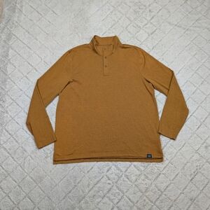 L.L. Bean Shirt Mens XL Brown Rust Coolmax Cotton Henley Performance Snap